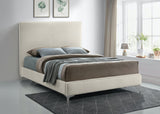 Geri Velvet / Engineered Wood / Metal / Foam Contemporary Cream Velvet Full Bed - 59.5" W x 81.7" D x 53" H