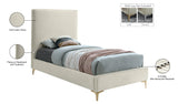 Geri Velvet / Engineered Wood / Metal / Foam Contemporary Cream Velvet Twin Bed - 44" W x 81.7" D x 53" H