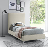 Geri Velvet / Engineered Wood / Metal / Foam Contemporary Cream Velvet Twin Bed - 44" W x 81.7" D x 53" H
