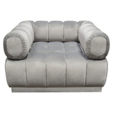 Image Low Profile Chair in Platinum Grey Velvet w/ Brushed Silver Base