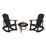 EE2054 Cottage Outdoor Bundle - Rocking Chairs and Fire Pit - Set of 2