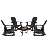 EE2056 Cottage Outdoor Bundle - Rocking Chairs and Fire Pit - Set of 4