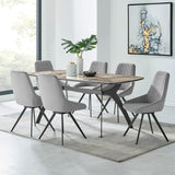Alison Swivel Gray Velvet and Metal Dining Room Chairs - Set of 2