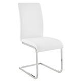 Amanda Contemporary Side Chair in White Faux Leather and Chrome Finish - Set of 2