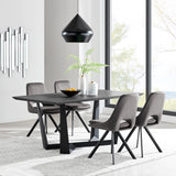 Radford Dark Gray Rectangular Dining Table with Black Finish
