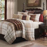 HiEnd Accents Wilson Plaid Comforter Set LG1832-SQ-OC Cream, White Face: 65% Polyester, 35% Cotton, Back:100% Cotton. Filling: 100% Polyester 92x96x2