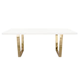 Mirage Rectangular Dining Table w/ White Lacquer Top and Polished Metal Base