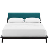Luella Queen Upholstered Fabric Platform Bed Cappuccino Teal MOD-6047-CAP-TEA