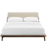 Luella Queen Upholstered Fabric Platform Bed Walnut Beige MOD-6047-WAL-BEI