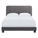 Celine Channel Tufted Performance Velvet Twin Bed Gray MOD-6332-GRY