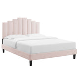 Elise Queen Performance Velvet Platform Bed Pink MOD-6692-PNK