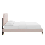Sienna Performance Velvet Full Platform Bed Pink MOD-6913-PNK