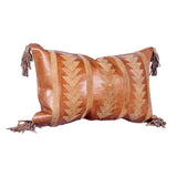 HiEnd Accents Genuine Leather & Suede Arrow Tasseled Throw Pillow PL5019 Tan Shell: 100% leather; Fill: 100% waterfowl feathers 12x20x6