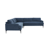 TOV Furniture Serena Velvet L-Sectional with Black Legs Blue 