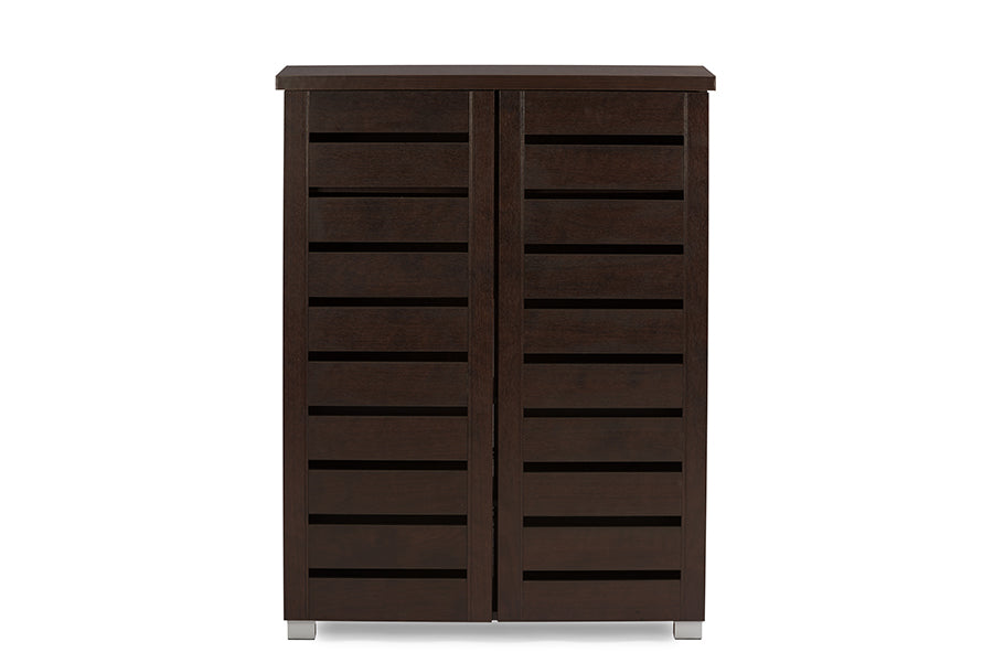 Adalwin Modern Contemporary Dark Brown Shoe Cabinet English Elm