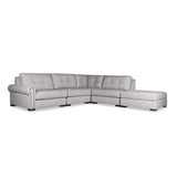 Nativa Interiors Sylviane Solid + Manufactured Wood / Revolution Performance Fabrics® 5 Pieces Modular Left Hand Facing Sectional with Ottoman Grey 128.00"W x 121.00"D x 33.00"H