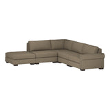 Nativa Interiors Sylviane Solid + Manufactured Wood / Revolution Performance Fabrics® 5 Pieces Modular Right Hand Facing Sectional with Ottoman Flax 128.00"W x 121.00"D x 33.00"H