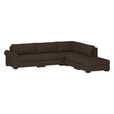 Nativa Interiors Sylviane Solid + Manufactured Wood / Revolution Performance Fabrics® 5 Pieces Modular Left Hand Facing Sectional with Ottoman Brown 128.00"W x 121.00"D x 33.00"H