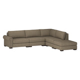 Nativa Interiors Sylviane Solid + Manufactured Wood / Revolution Performance Fabrics® 5 Pieces Modular Left Hand Facing Sectional with Ottoman Flax 128.00"W x 121.00"D x 33.00"H