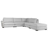 Nativa Interiors Sylviane Solid + Manufactured Wood / Revolution Performance Fabrics® 5 Pieces Modular Left Hand Facing Sectional with Ottoman Grey 128.00"W x 121.00"D x 33.00"H
