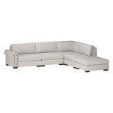 Nativa Interiors Sylviane Solid + Manufactured Wood / Revolution Performance Fabrics® 5 Pieces Modular Left Hand Facing Sectional with Ottoman Off White 128.00"W x 121.00"D x 33.00"H