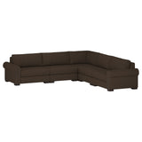 Nativa Interiors Sylviane Solid + Manufactured Wood / Revolution Performance Fabrics® 5 Pieces Modular Symmetrical Sectional with Ottoman Brown 128.00"W x 128.00"D x 33.00"H