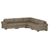 Nativa Interiors Sylviane Solid + Manufactured Wood / Revolution Performance Fabrics® 5 Pieces Modular Symmetrical Sectional with Ottoman Flax 128.00"W x 128.00"D x 33.00"H