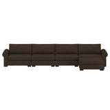 Nativa Interiors Sylviane Solid + Manufactured Wood / Revolution Performance Fabrics® 5 Pieces Modular Symmetrical Sectional with Ottoman Brown 166.00"W x 83.00"D x 33.00"H