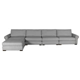 Nativa Interiors Sylviane Solid + Manufactured Wood / Revolution Performance Fabrics® 5 Pieces Modular Symmetrical Sectional with Ottoman Grey 166.00"W x 83.00"D x 33.00"H