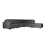 Nativa Interiors Veranda Solid + Manufactured Wood / Revolution Performance Fabrics® 5 Pieces Modular Left Hand Facing Sectional with Ottoman Charcoal 128.00"W x 121.00"D x 33.00"H