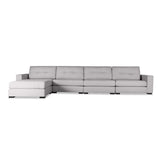Nativa Interiors Veranda Solid + Manufactured Wood / Revolution Performance Fabrics® 5 Pieces Modular Right Hand Facing Sectional with Ottoman Grey 166.00"W x 83.00"D x 33.00"H