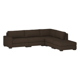 Nativa Interiors Veranda Solid + Manufactured Wood / Revolution Performance Fabrics® 5 Pieces Modular Left Hand Facing Sectional with Ottoman Brown 128.00"W x 121.00"D x 33.00"H