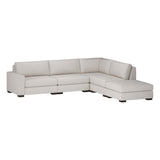 Nativa Interiors Veranda Solid + Manufactured Wood / Revolution Performance Fabrics® 5 Pieces Modular Left Hand Facing Sectional with Ottoman Off White 128.00"W x 121.00"D x 33.00"H