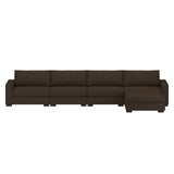 Nativa Interiors Veranda Solid + Manufactured Wood / Revolution Performance Fabrics® 5 Pieces Modular Symmetrical Sectional with Ottoman Brown 166.00"W x 83.00"D x 33.00"H