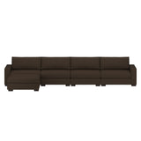Nativa Interiors Veranda Solid + Manufactured Wood / Revolution Performance Fabrics® 5 Pieces Modular Symmetrical Sectional with Ottoman Brown 166.00"W x 83.00"D x 33.00"H
