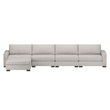 Nativa Interiors Veranda Solid + Manufactured Wood / Revolution Performance Fabrics® 5 Pieces Modular Symmetrical Sectional with Ottoman Off White 166.00"W x 83.00"D x 33.00"H