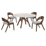 Venus and Polly 5 Piece Walnut and Marble Round Dining Set