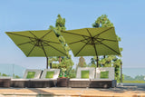 Simply Shade - Treasure Garden Skye 8.6' Square, with Cross Bar Stand in Solefin Fabric Taupe / Bronze  8.6' Square