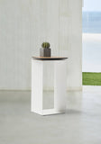 Whiteline Modern Living Petunia Side Table In White Powder-Coated Aluminum And Walnut Chinese Hpl Top ST1731-WHT