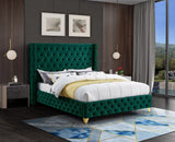Savan Velvet / Engineered Wood / Metal / Foam Contemporary Green Velvet King Bed - 88" W x 86" D x 56" H