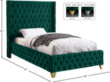 Savan Velvet / Engineered Wood / Metal / Foam Contemporary Green Velvet Twin Bed - 50" W x 81" D x 56" H