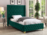 Savan Velvet / Engineered Wood / Metal / Foam Contemporary Green Velvet Twin Bed - 50" W x 81" D x 56" H