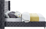Savan Velvet / Engineered Wood / Metal / Foam Contemporary Grey Velvet Queen Bed - 72" W x 86" D x 56" H