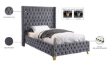Savan Velvet / Engineered Wood / Metal / Foam Contemporary Grey Velvet Twin Bed - 50" W x 81" D x 56" H