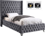 Savan Velvet / Engineered Wood / Metal / Foam Contemporary Grey Velvet Twin Bed - 50" W x 81" D x 56" H