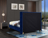 Savan Velvet / Engineered Wood / Metal / Foam Contemporary Navy Velvet Full Bed - 66" W x 81" D x 56" H