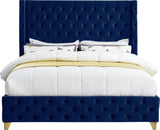 Savan Velvet / Engineered Wood / Metal / Foam Contemporary Navy Velvet Full Bed - 66" W x 81" D x 56" H