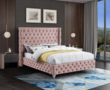Savan Velvet / Engineered Wood / Metal / Foam Contemporary Pink Velvet King Bed - 88" W x 86" D x 56" H