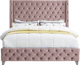 Savan Velvet / Engineered Wood / Metal / Foam Contemporary Pink Velvet King Bed - 88" W x 86" D x 56" H