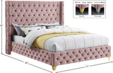 Savan Velvet / Engineered Wood / Metal / Foam Contemporary Pink Velvet Queen Bed - 72" W x 86" D x 56" H